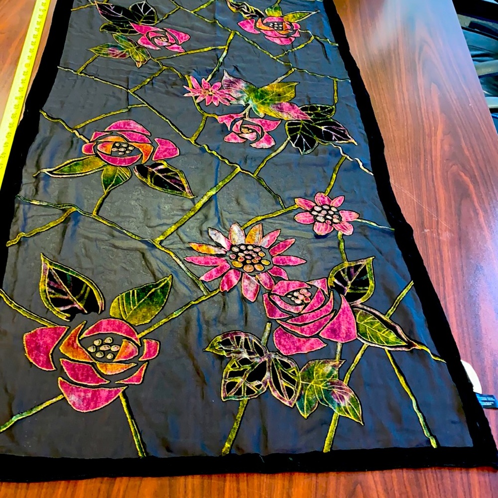 Never used Black sheer with flower prints
